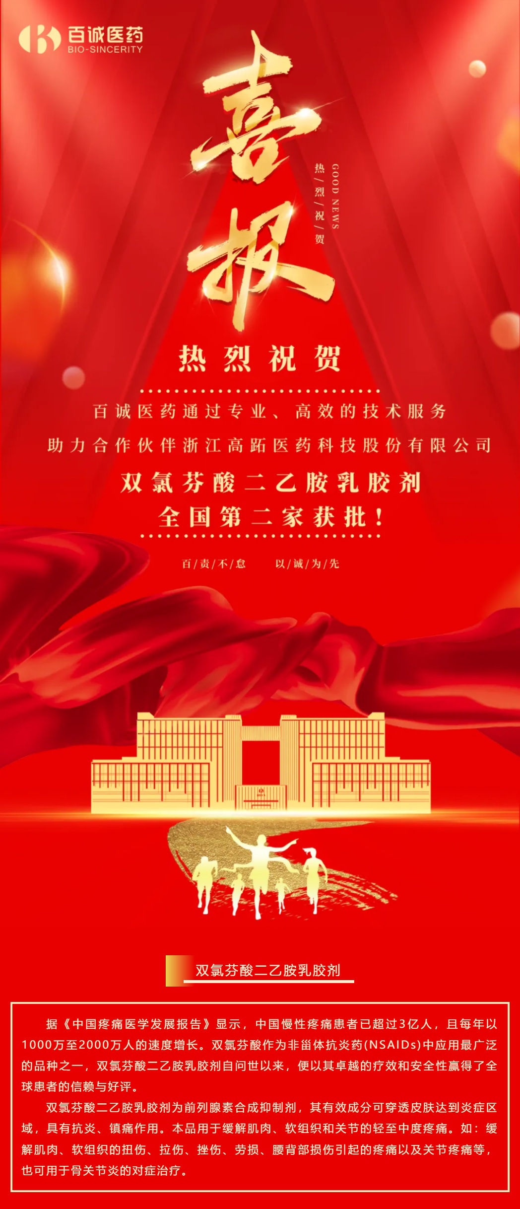 喜報！百誠醫(yī)藥助力合作伙伴雙氯芬酸二乙胺乳膠劑全國第二家獲批！.png